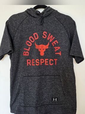 Under Armour Project Rock Blood Sweat Respect Short Sleeve Sweatshirt Size-M